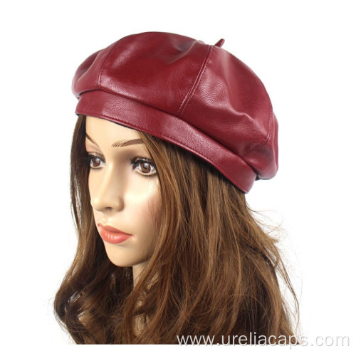 PU leather waterproof beret